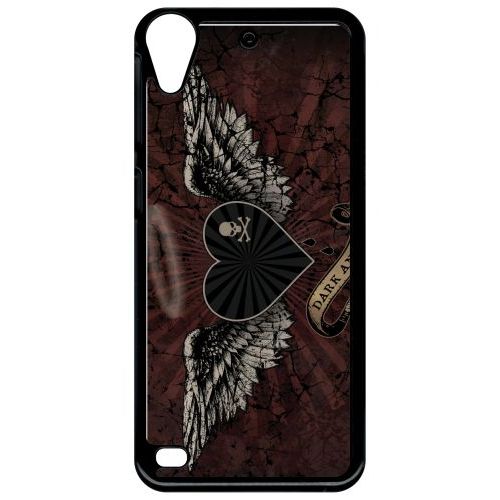 Coque Pour Smartphone - Gothique Dark Angel Tetes De Mort - Compatible Avec Htc Desire 530 - Plastique - Bord Noir