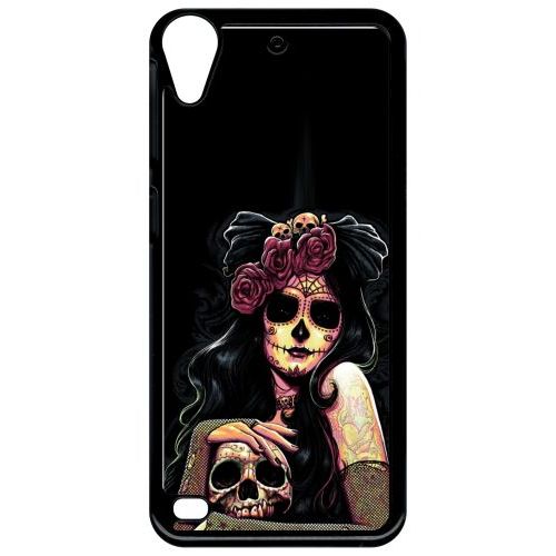 Coque Pour Smartphone - Fille Gothic Crane Dans Les Mains - Compatible Avec Htc Desire 530 - Plastique - Bord Noir