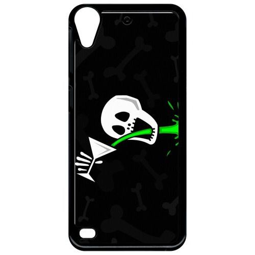 Coque Pour Smartphone - Tete De Mort Qui Boit Fond Noir - Compatible Avec Htc Desire 530 - Plastique - Bord Noir