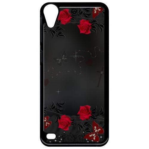 Coque Pour Smartphone - Roses Gothic Chapelet - Compatible Avec Htc Desire 530 - Plastique - Bord Noir