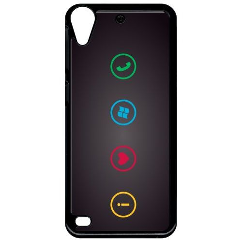 Coque Pour Smartphone - Rebus I Love Windows And Phone - Compatible Avec Htc Desire 530 - Plastique - Bord Noir