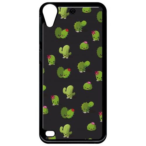 Coque Pour Smartphone - Cactus Fond Noir - Compatible Avec Htc Desire 530 - Plastique - Bord Noir