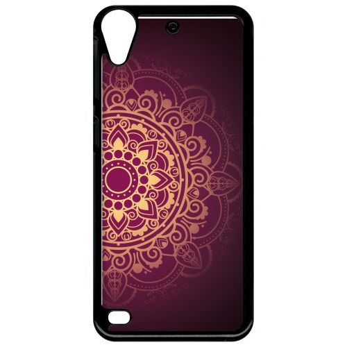 Coque Pour Smartphone - Oriental Fond Mauve Et Or - Compatible Avec Htc Desire 530 - Plastique - Bord Noir