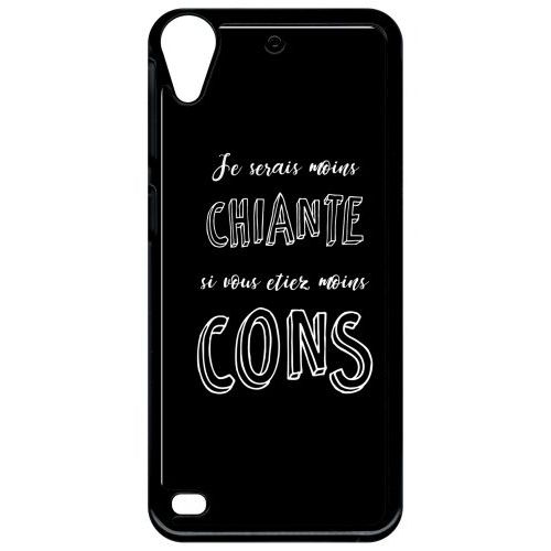 Coque Pour Smartphone - Je Serais Moins Chiante Si Vous Etiez Moins Cons - Compatible Avec Htc Desire 530 - Plastique - Bord Noir