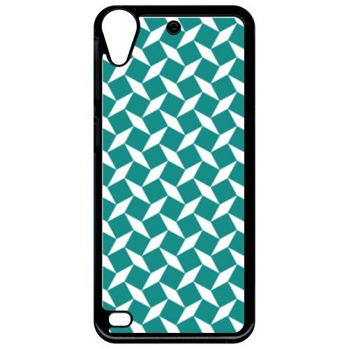 Coque Pour Smartphone - Carreau Bleu Canard - Compatible Avec Htc Desire 530 - Plastique - Bord Noir