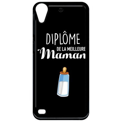 Coque Pour Smartphone - Diplome De La Meilleure Maman - Compatible Avec Htc Desire 530 - Plastique - Bord Noir