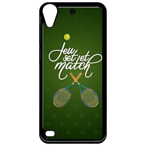 Coque Pour Smartphone - Jeu Set Et Match De Tennis - Compatible Avec Htc Desire 530 - Plastique - Bord Noir