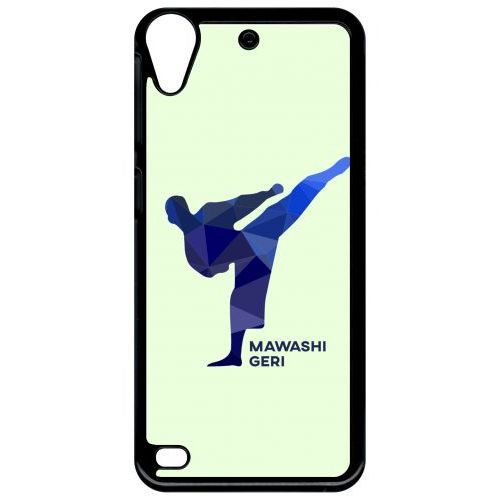 Coque Pour Smartphone - Karate Coup De Pied Mawashi Geri - Compatible Avec Htc Desire 530 - Plastique - Bord Noir