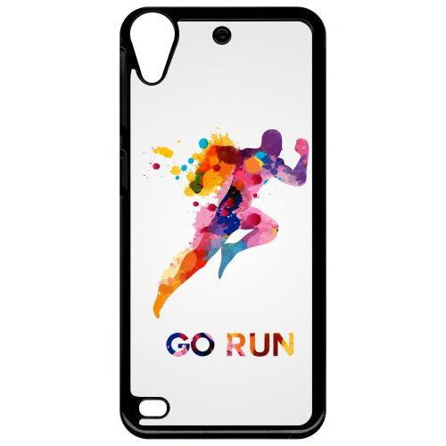 Coque Pour Smartphone - Go Running Motivation - Compatible Avec Htc Desire 530 - Plastique - Bord Noir