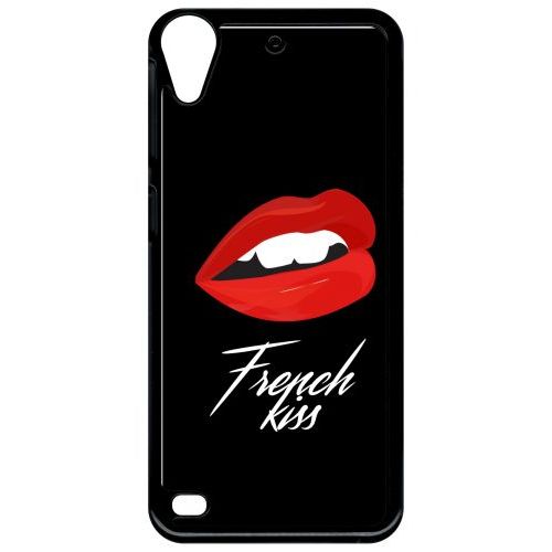 Coque Pour Smartphone - French Kiss Bouche - Compatible Avec Htc Desire 530 - Plastique - Bord Noir