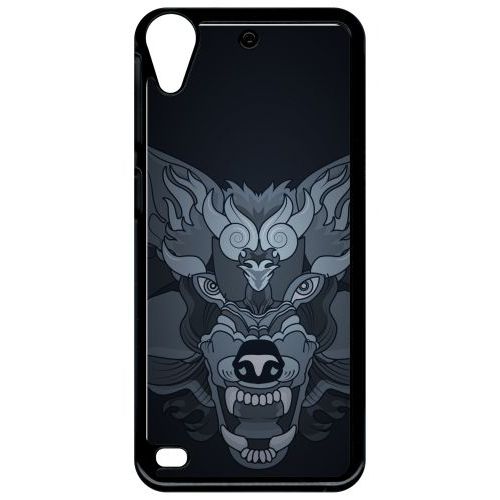 Coque Pour Smartphone - Loup Fond Gris - Compatible Avec Htc Desire 530 - Plastique - Bord Noir