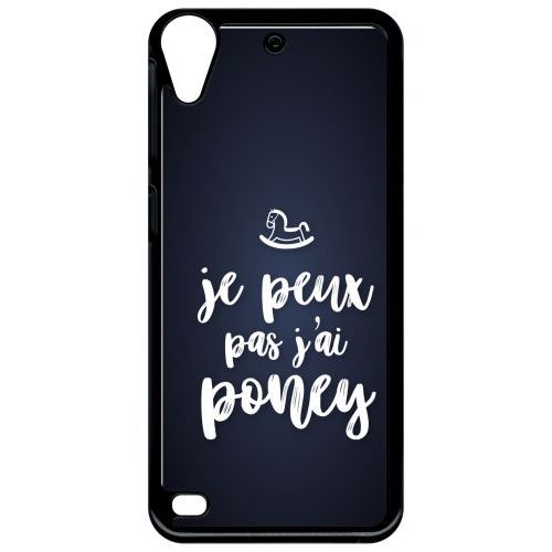 Coque Pour Smartphone - Je Peux Pas Jai Poney Fond Noir - Compatible Avec Htc Desire 530 - Plastique - Bord Noir