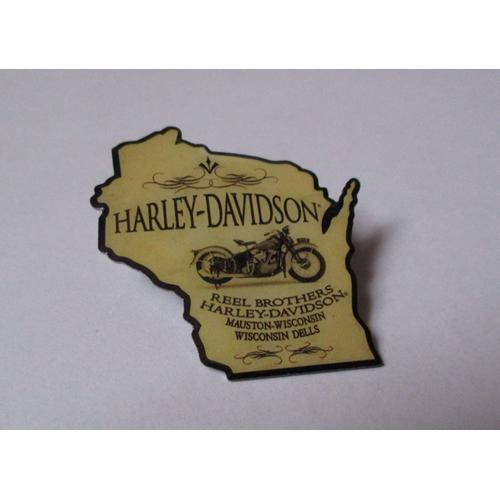 Pin's Harley Davidson / Reel Brothers (Mauston Wisconsin) Double Attache Signé Hd Global Products, Longueur: 4 Cm