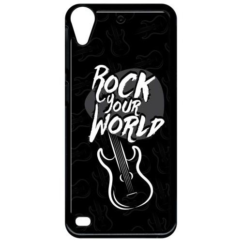 Coque Pour Smartphone - Rock Your World Fond Noir - Compatible Avec Htc Desire 530 - Plastique - Bord Noir
