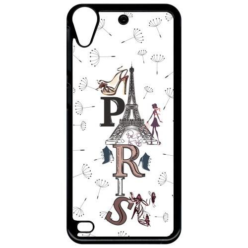 Coque Pour Smartphone - Paris Fond Blanc - Compatible Avec Htc Desire 530 - Plastique - Bord Noir