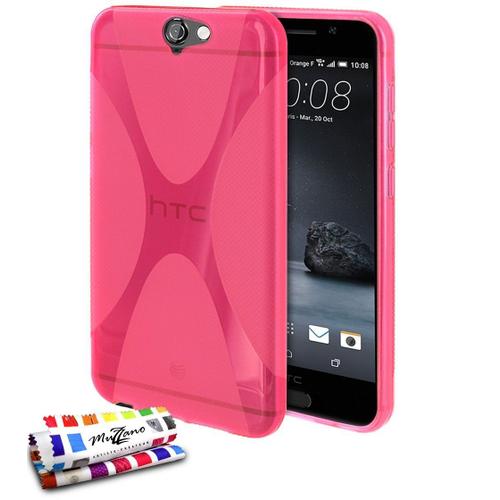 Coque Case Htc One A9 Rose Fushia "Le X" Silicone Souple (Tpu)