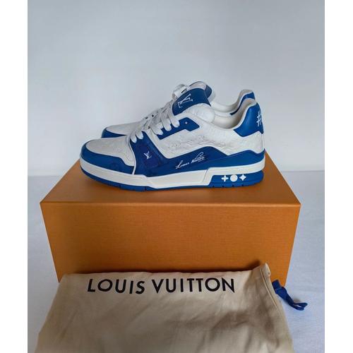 Louis Vuitton Chaussures À Lacets À La Mode Louis Vuitton Homme Et Femme Blanc Et Bleu