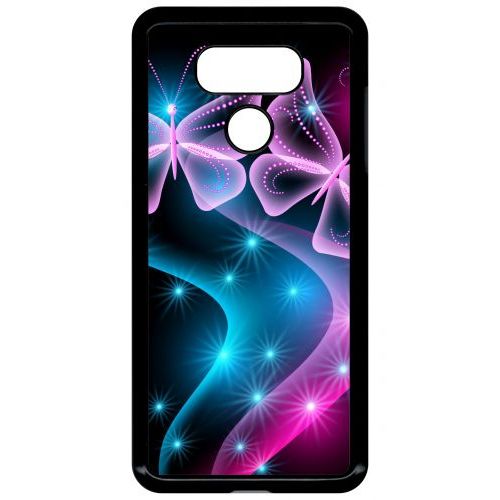 Coque Pour Smartphone - Papillons Roses - Compatible Avec Lg G6 - Plastique - Bord Noir