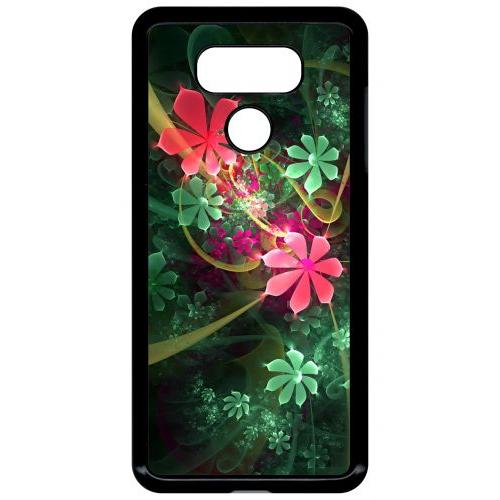 Coque Pour Smartphone - Abstrait Fleur Verte - Compatible Avec Lg G6 - Plastique - Bord Noir