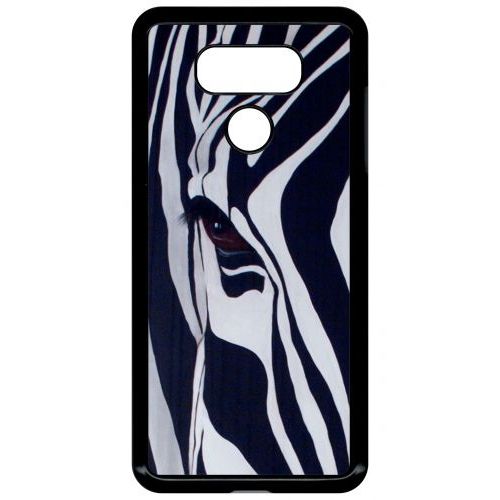 Coque Pour Smartphone - Motif Zebre Noir Et Blanc - Compatible Avec Lg G6 - Plastique - Bord Noir