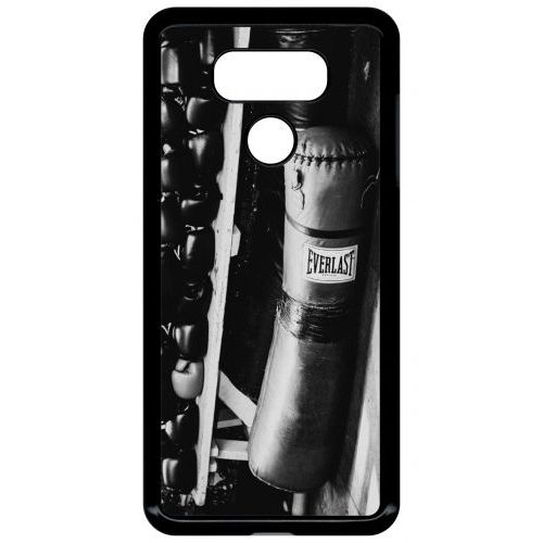 Coque Pour Smartphone - Sac De Boxe Black And White - Compatible Avec Lg G6 - Plastique - Bord Noir