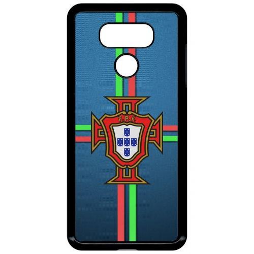 Coque Pour Smartphone - Blason Portugal Bleu - Compatible Avec Lg G6 - Plastique - Bord Noir