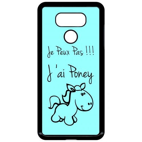 Coque Pour Smartphone - Citation Poney Turquoise - Compatible Avec Lg G6 - Plastique - Bord Noir