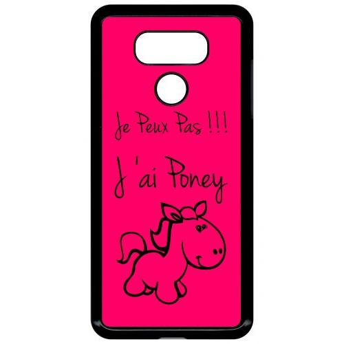 Coque Pour Smartphone - Citation Poney Rose - Compatible Avec Lg G6 - Plastique - Bord Noir