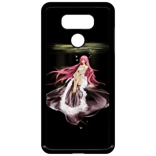 Coque Pour Smartphone - Manga Fille Cheveux Rose - Compatible Avec Lg G6 - Plastique - Bord Noir
