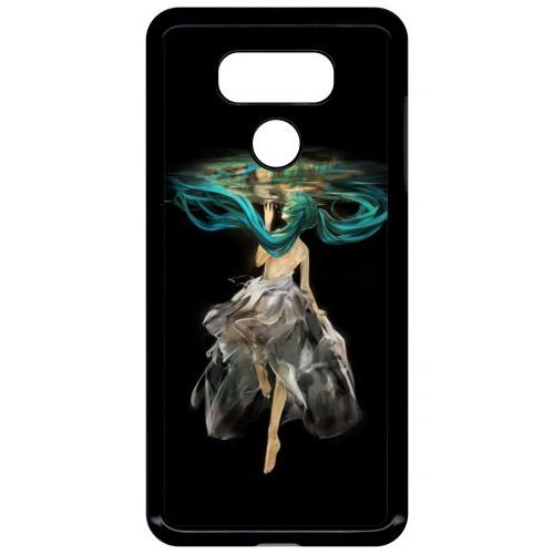 Coque Pour Smartphone - Manga Fille Cheveux Bleu - Compatible Avec Lg G6 - Plastique - Bord Noir