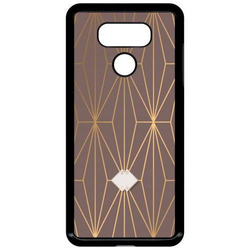 Coque Pour Smartphone - Losange Geometrique Beige Et Or - Compatible Avec Lg G6 - Plastique - Bord Noir