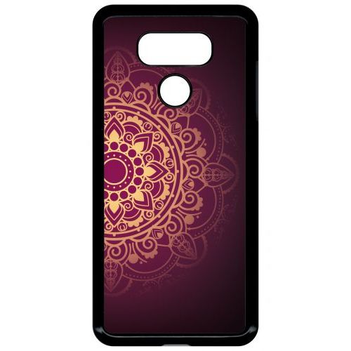 Coque Pour Smartphone - Oriental Fond Mauve Et Or - Compatible Avec Lg G6 - Plastique - Bord Noir