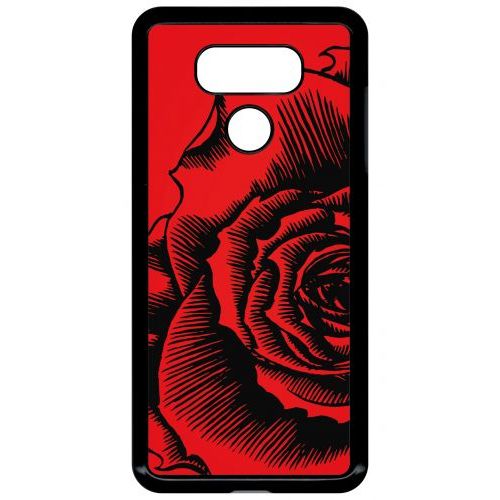 Coque Pour Smartphone - Fleur Fond Fond Rouge - Compatible Avec Lg G6 - Plastique - Bord Noir