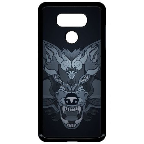 Coque Pour Smartphone - Loup Fond Gris - Compatible Avec Lg G6 - Plastique - Bord Noir