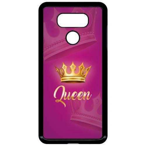 Coque Pour Smartphone - Queen Fond Rose - Compatible Avec Lg G6 - Plastique - Bord Noir