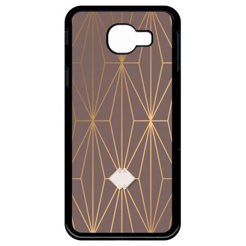 Coque Pour Smartphone - Losange Geometrique Beige Et Or - Compatible Avec Samsung Galaxy A8 (2016) - Plastique - Bord Noir