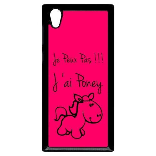 Coque Pour Smartphone - Citation Poney Rose - Compatible Avec Sony Xperia L1 - Plastique - Bord Noir