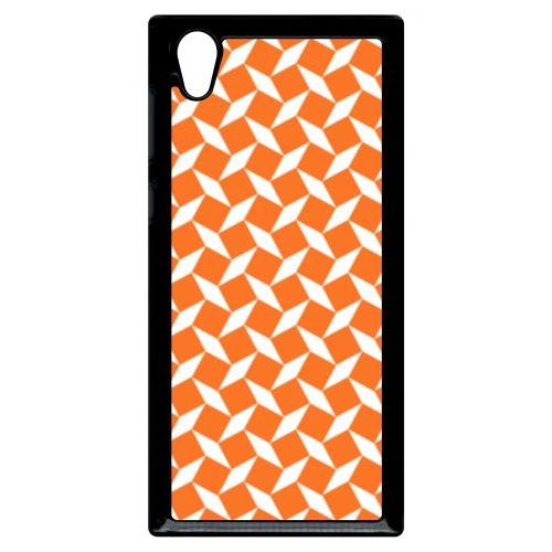 Coque Pour Smartphone - Carreau Oranges - Compatible Avec Sony Xperia L1 - Plastique - Bord Noir