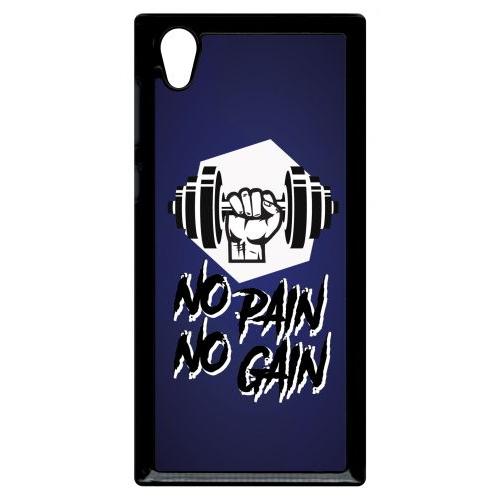 Coque Pour Smartphone - No Pain No Gain Fond Bleu - Compatible Avec Sony Xperia L1 - Plastique - Bord Noir