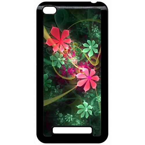 Coque Pour Smartphone - Abstrait Fleur Verte - Compatible Avec Xiaomi Redmi 4a - Plastique - Bord Noir