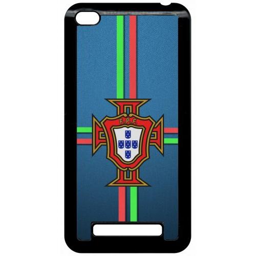 Coque Pour Smartphone - Blason Portugal Bleu - Compatible Avec Xiaomi Redmi 4a - Plastique - Bord Noir