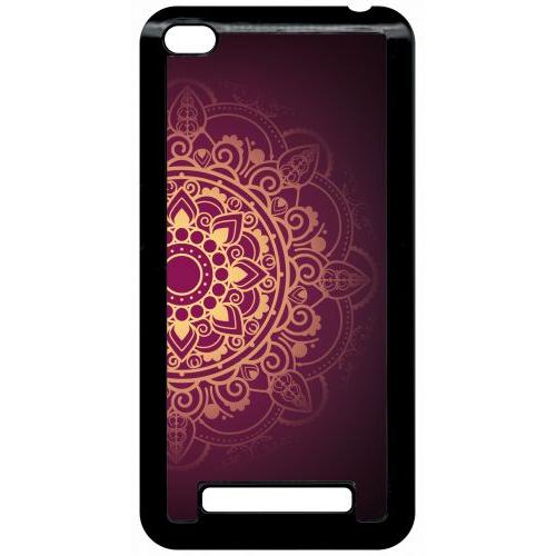 Coque Pour Smartphone - Oriental Fond Mauve Et Or - Compatible Avec Xiaomi Redmi 4a - Plastique - Bord Noir