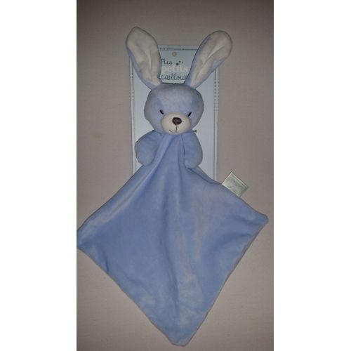 Doudou Lapin Mes Petits Cailloux Bleu Ciel Et Blanc Jouet Bebe