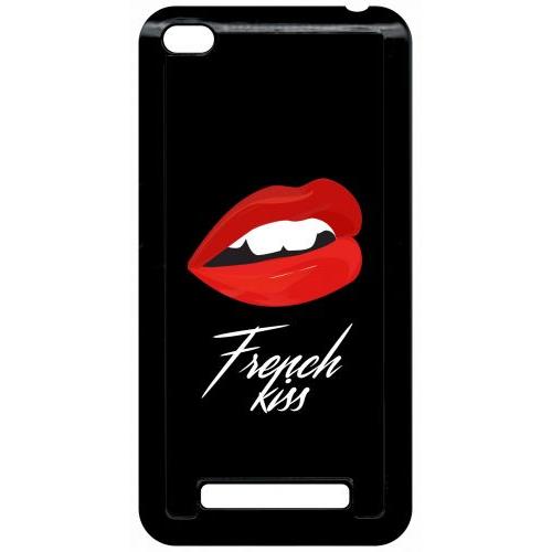 Coque Pour Smartphone - French Kiss Bouche - Compatible Avec Xiaomi Redmi 4a - Plastique - Bord Noir