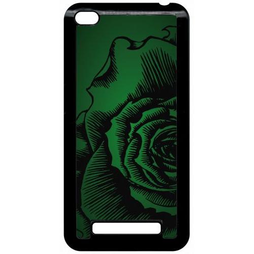 Coque Pour Smartphone - Fleur Fond Fond Kaki - Compatible Avec Xiaomi Redmi 4a - Plastique - Bord Noir