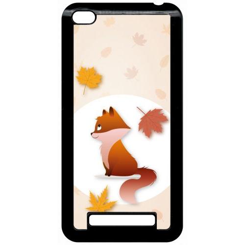 Coque Pour Smartphone - Renard Fond Beige - Compatible Avec Xiaomi Redmi 4a - Plastique - Bord Noir