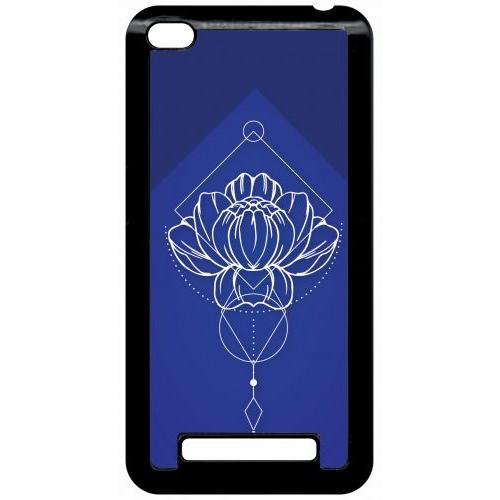 Coque Pour Smartphone - Lotus Geometric Fond Bleu Electrique - Compatible Avec Xiaomi Redmi 4a - Plastique - Bord Noir
