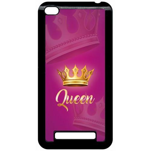 Coque Pour Smartphone - Queen Fond Rose - Compatible Avec Xiaomi Redmi 4a - Plastique - Bord Noir