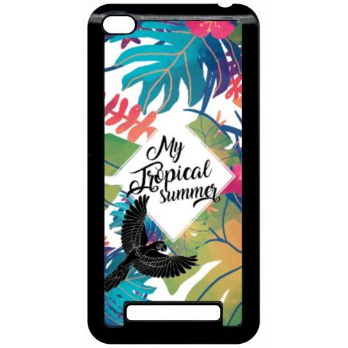 Coque Pour Smartphone - My Tropical Summer Fond Blanc - Compatible Avec Xiaomi Redmi 4a - Plastique - Bord Noir