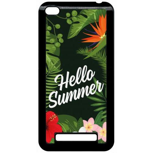 Coque Pour Smartphone - Hello Summer Tropical Fond Vert - Compatible Avec Xiaomi Redmi 4a - Plastique - Bord Noir